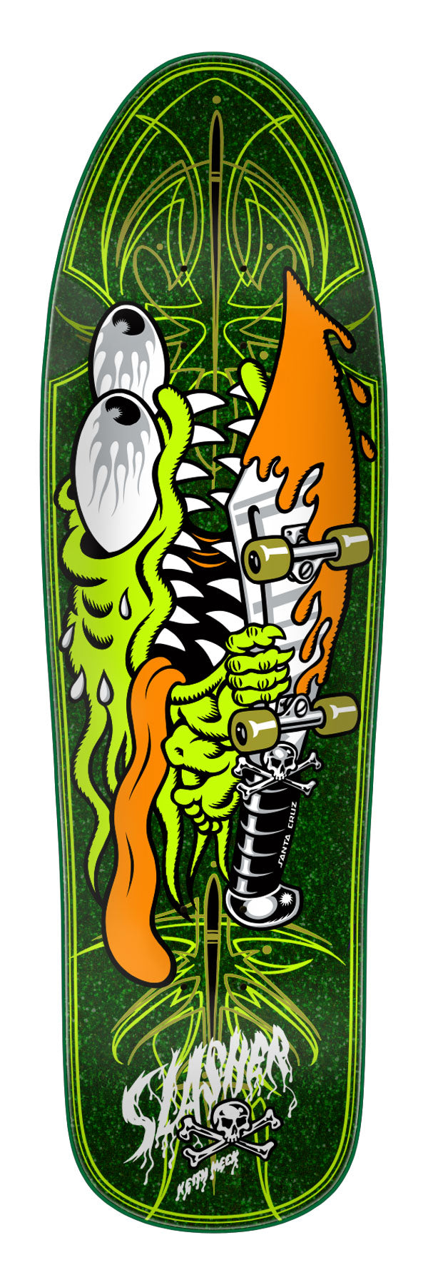 Santa Cruz Meek Pinstripe Slasher 9.23" Green Skateboard Deck