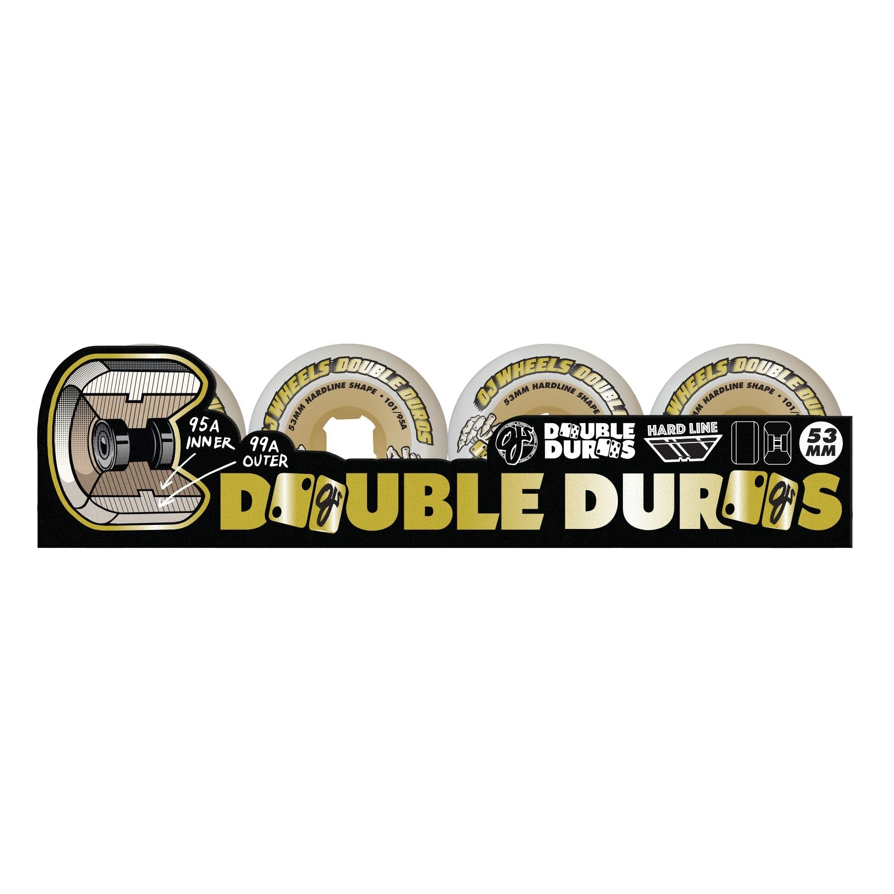 OJ Double Duro Gum Hardline 53mm 101a/95a Skateboard Wheels