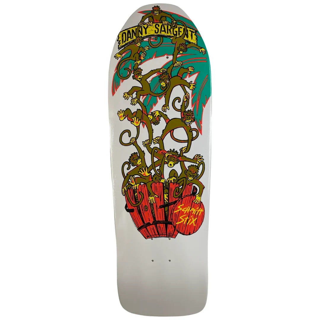 Schmitt Stix Danny Sargent Barrel of Monkeys Skateboard Deck - 9.75" White