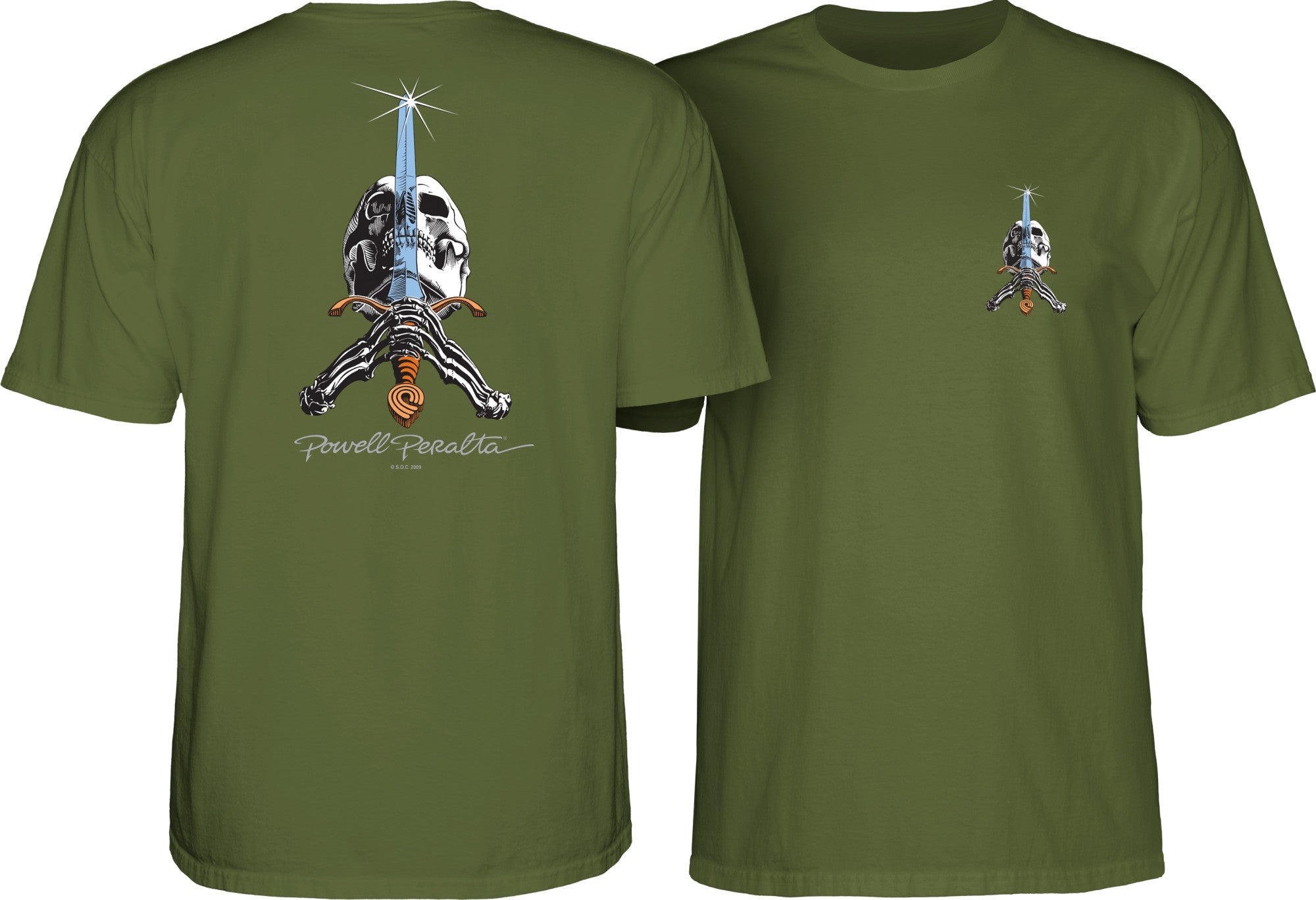 Powell Peralta Skull & Sword T-shirt - Military Green