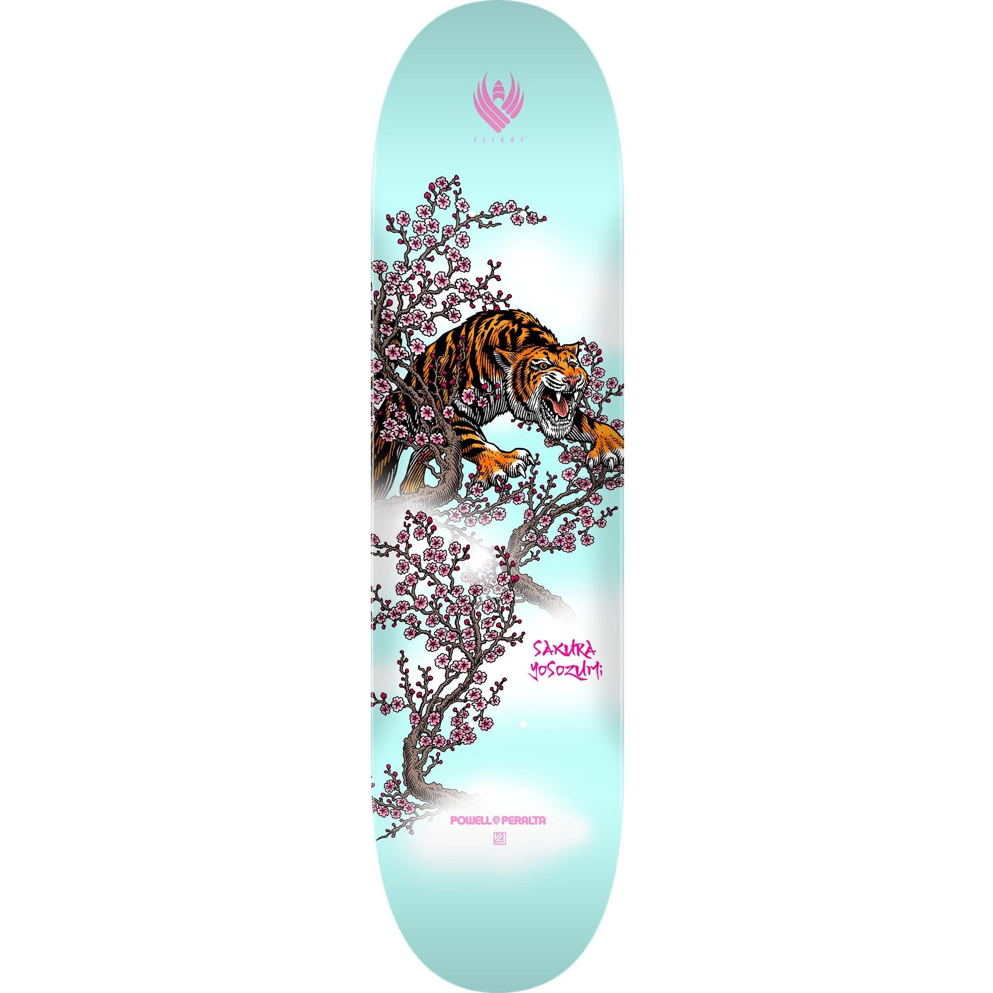 Powell Peralta Pro Yosozumi Samurai Tiger Flight Skateboard Deck - 8.25″ Lt Blue