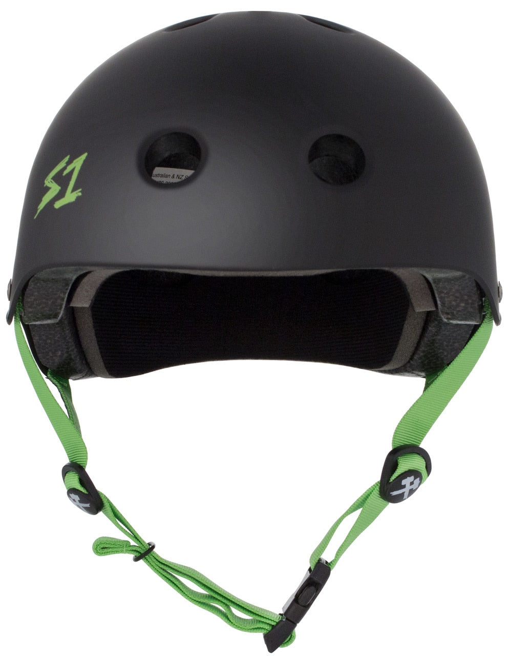 S1 Lifer Helmet - Black Matte/Bright Green Straps