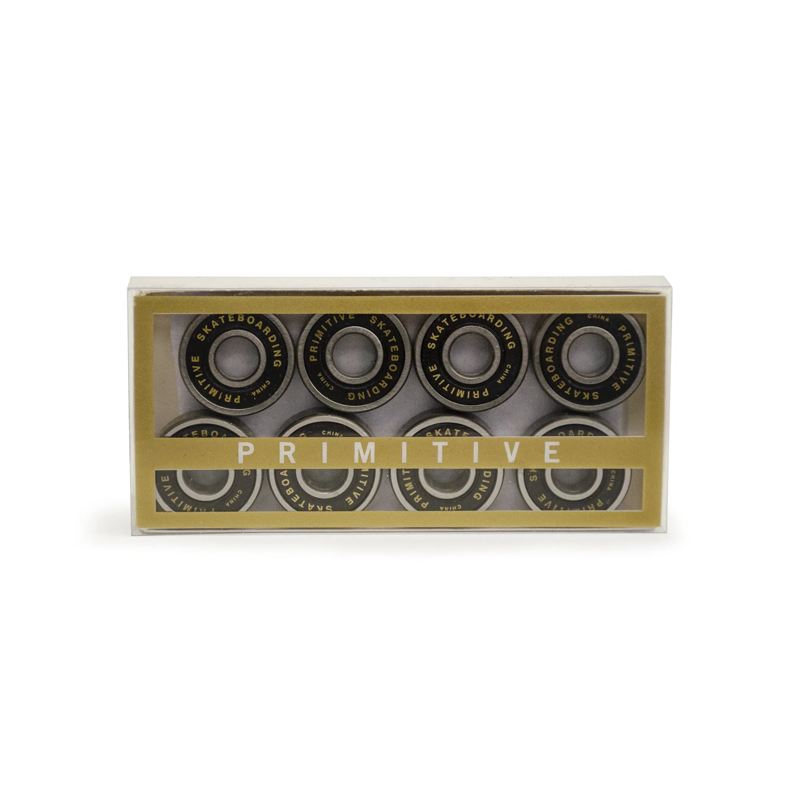 Primitive 8mm Skate Bearings - Black/Gold (8 Pack)