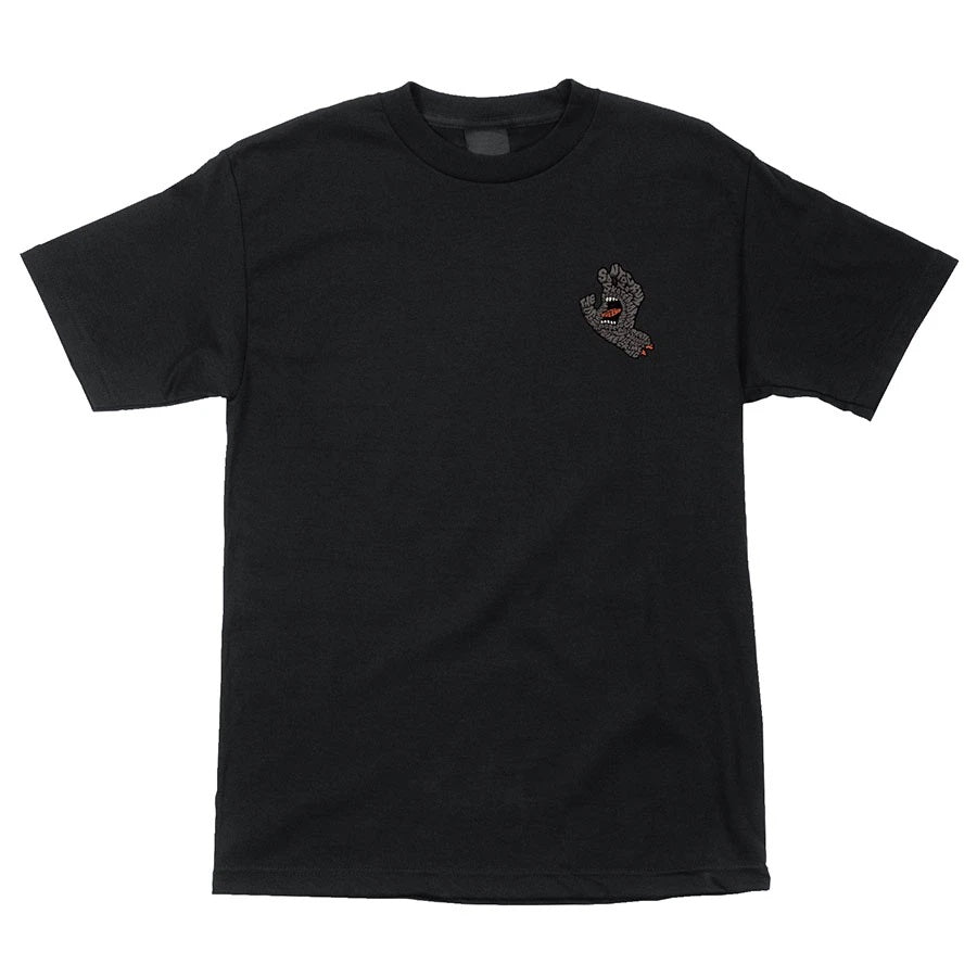 Santa Cruz Letter Hand Short Sleeve Mens T-Shirt - Black