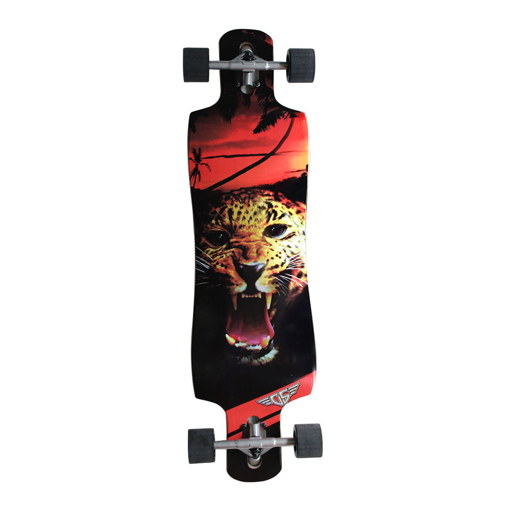 Gravity Double Drop Leopard Longboard Complete - 38″
