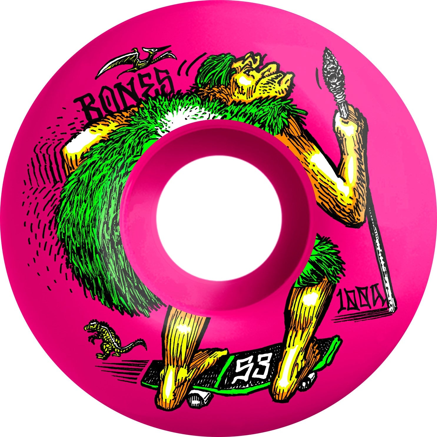 Bones OG Formula NEONderthal V4 Wide 53mm 100a Wheels - Pink (Set of 4)