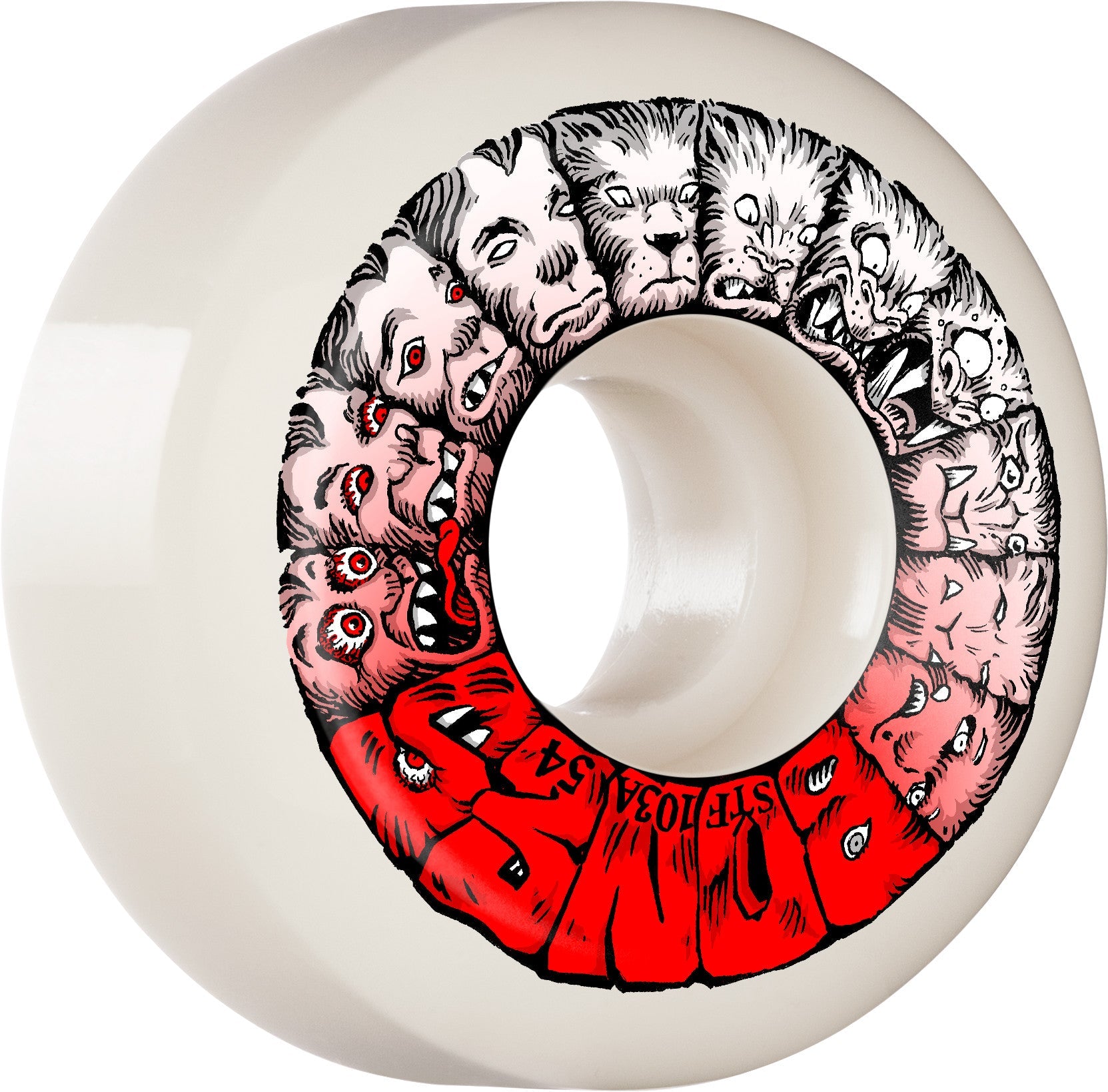 Bones STF Weird Wolf V5 Sidecut 54mm 103a Wheels - White (Set of 4)