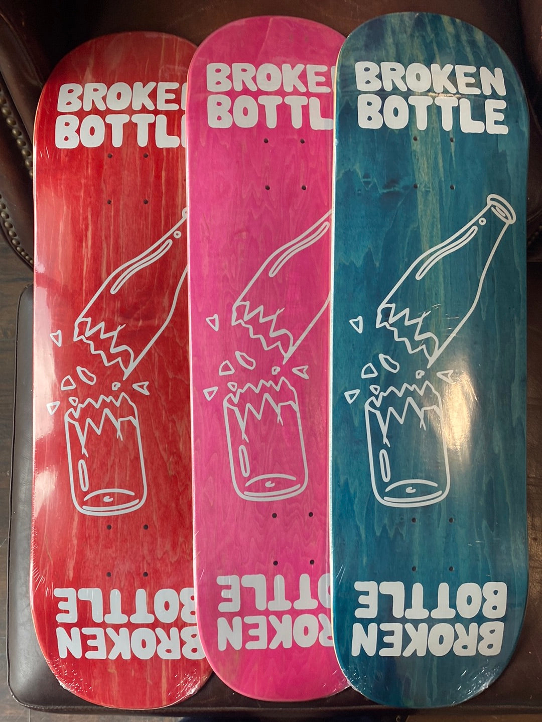 8.75" Full Popsicle Shape Broken Bottle Skateboard Deck