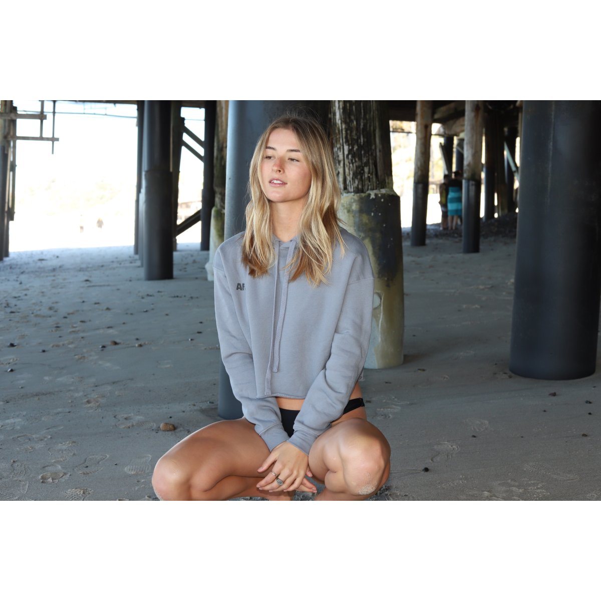 AF SUMMER LOVIN' CROP HOODIE GRY/BLK